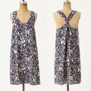 Anthropologie Navy and White Patterned Dress